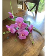X2 Pink Orchid Bush 22+ Blooms Fern Accents Silk Faux Floral Flower - $39.59