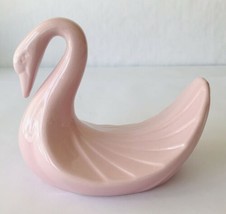 Vintage Swan Hand Towel Holder Light Mauve Pink Ceramic Marked H Made in... - $24.37