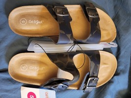 Cat & Jack Big Boys 2 strap Footbed Drew Sandals Size 5 Dark Brown Camo - $16.99