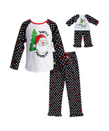 Girl 4 5 6 and Doll Matching Santa Christmas Black Pajamas Outfit Americ... - $26.99