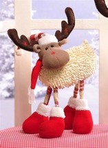 Reindeer Figurine 16" High Freestanding Wire Legs Soft Woolen Body Christmas image 2