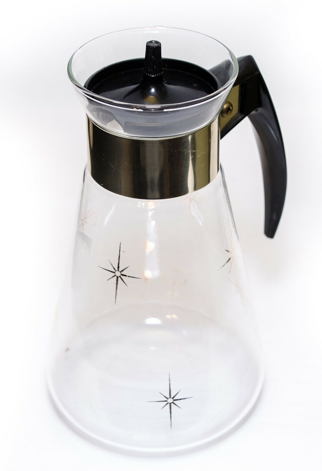 Primary image for Corning Coffee Pot Carafe Atomic Star Burst 6 Cup Heatproof Glass 1960’s Vintage