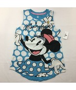 Disney Parks Minnie Mouse Tank Top Blue Polka Dots Girls Size Small - $19.75