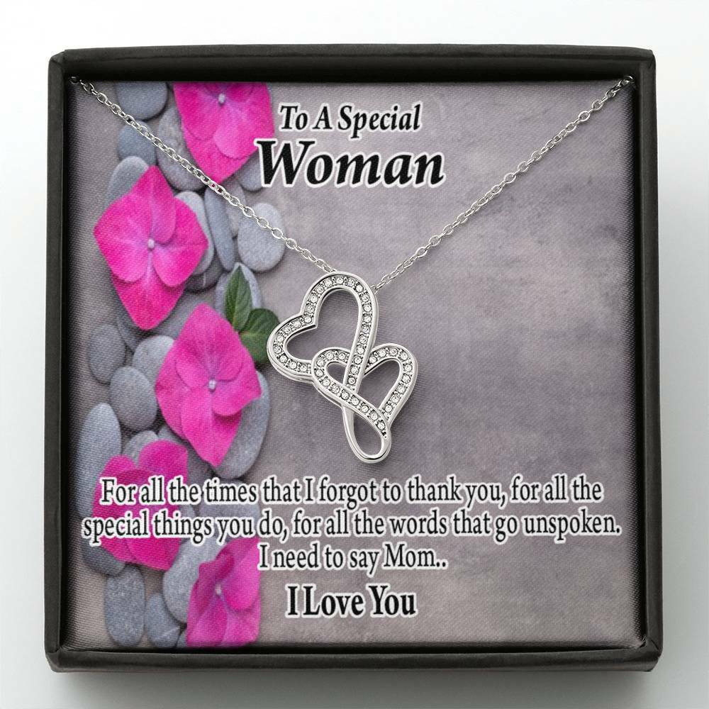 Mom You are Special Double Heart Necklace Message Card From Son Gift