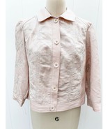 Chico&#39;s Womens S  Chicos sz1 Jacket Embroidered Blush Pink Linen Rayon R... - $46.69
