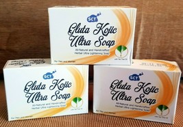 3 SCT Gluta Kojic Ultra Whitening Soaps NATURAL Handcrafted HERBAL Light... - £19.04 GBP