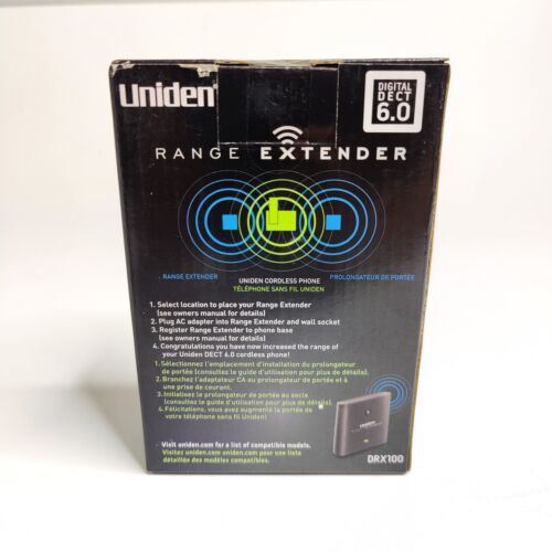 Uniden DRX100 DECT 6.0 Range Extender + Adapter For Uniden Cordless