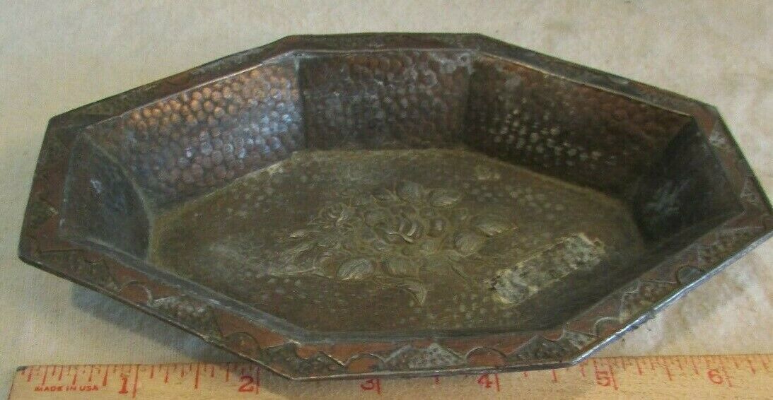 Vintage made in japan  Silver copper  Serving /candy Bowl  catch all  Ornate - $15.84