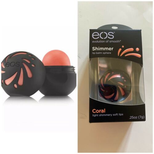 Primary image for Lot Of 2 EOS Shimmer Lip Balm Sphere Coral .25oz NEW