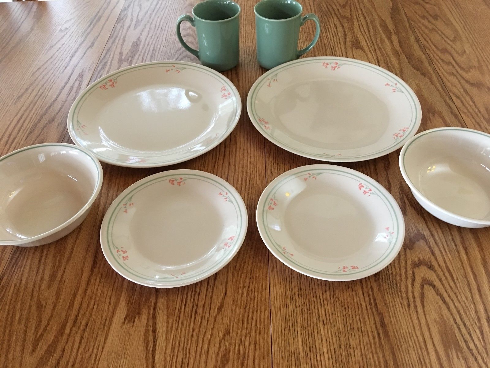 CORELLE GREEN TRIM FLOWERS DINNERWARE CHOICESDINNER & DESSERT PLATES