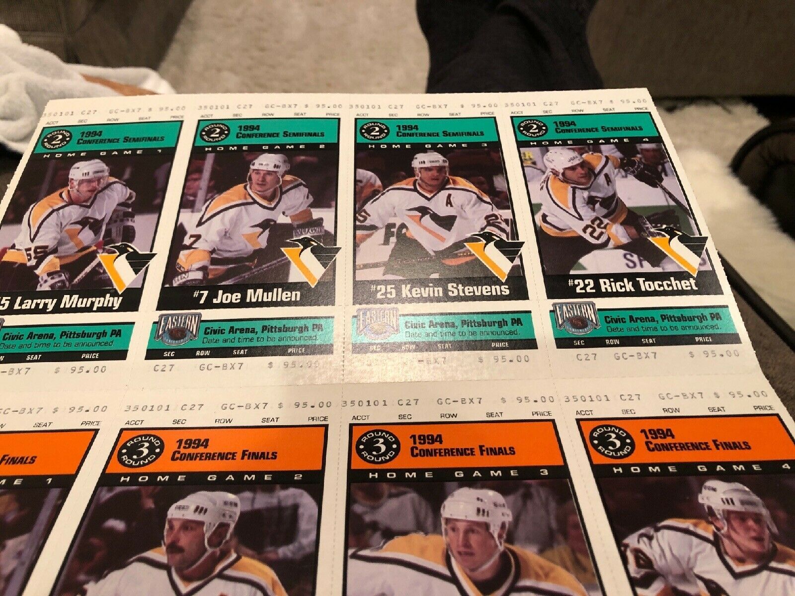 NHL Pittsburgh Penguins Hockey 1994 Stanley Cup Tickets Ticket Stubs