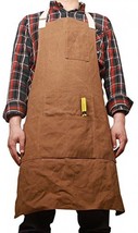 Waxed Canvas Work Shop Apron Bib With Six Pockets Waterproof Thick Heavy... - $52.96