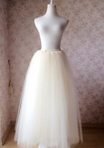 Ivory White Tulle Maxi Skirt 6-Layered Ivory Wedding Tulle Skirt Puffy Plus image 4