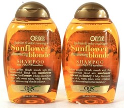 2 Bottles OGX 13 Oz Sunflower Shimmering Blonde Hydrate Color Reviving Shampoo