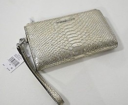 NWT Michael Kors Double Zip Wallet/Wristlet in Champagne Embossed Leather - $119.00