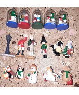 Hallmark Miniature Ornaments set of 16 Loose Snowman Penguin Snow Globe - $47.49