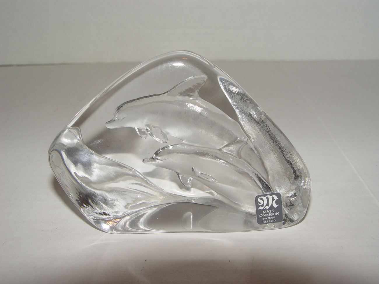 Scandinavian Dolphins Glass Sculpture Signed by Mats Jonasson - Art ...