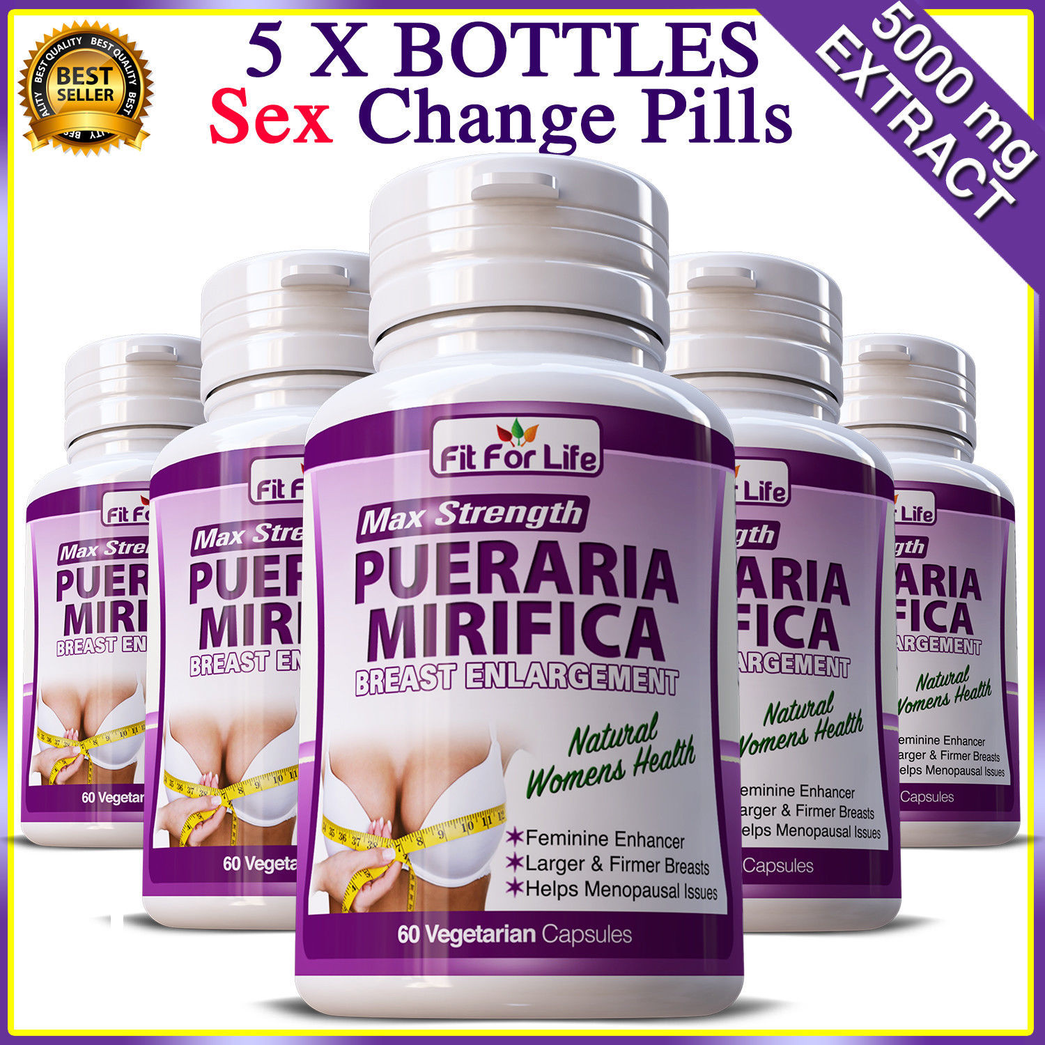 5 PUERARIA FEMINIZER SEX CHANGE Female Hormone Oestrogen Breast