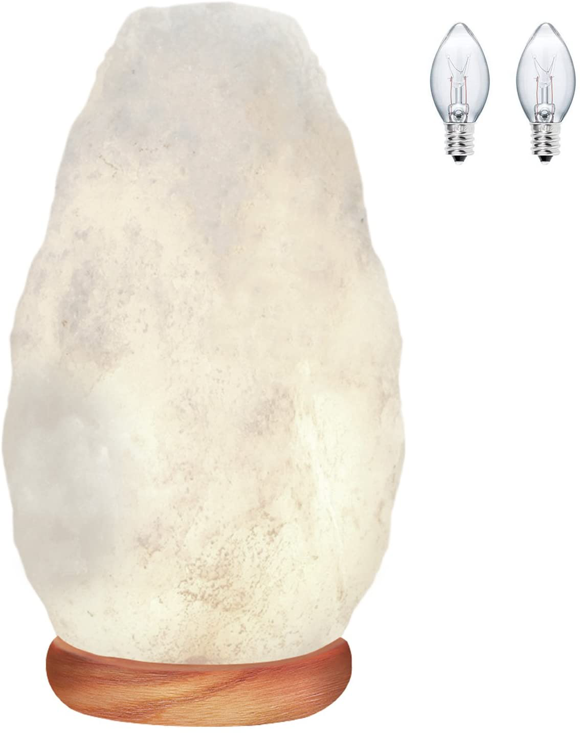 White Salt Crystal Lamp Hand Crafted Salt Lamp With Neem Wooden Base 5-7 Lbs NEW
