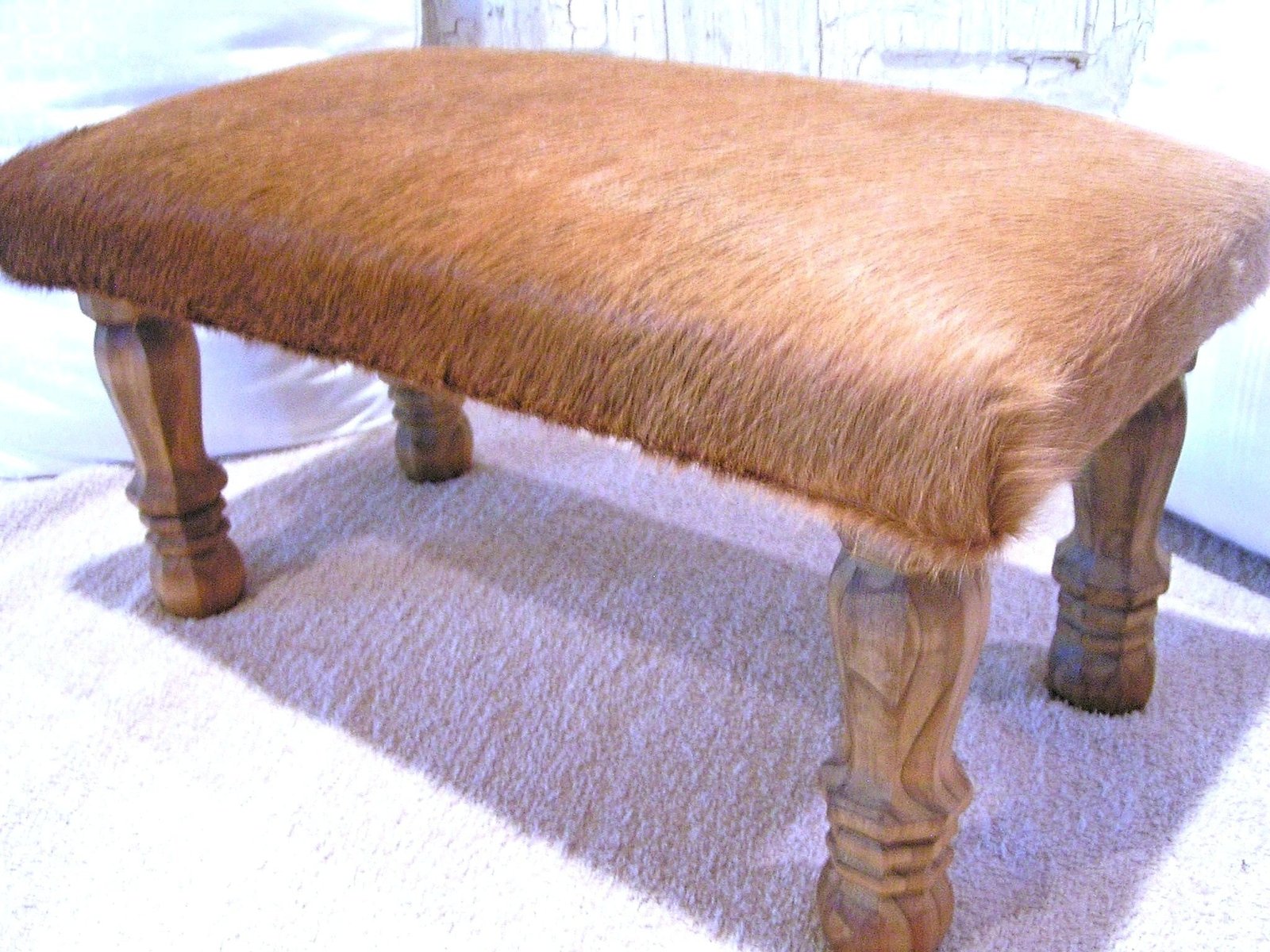LARGE Cowhide Footstool Western Furniture Stool 0416 bz Ottomans, Footstools & Poufs