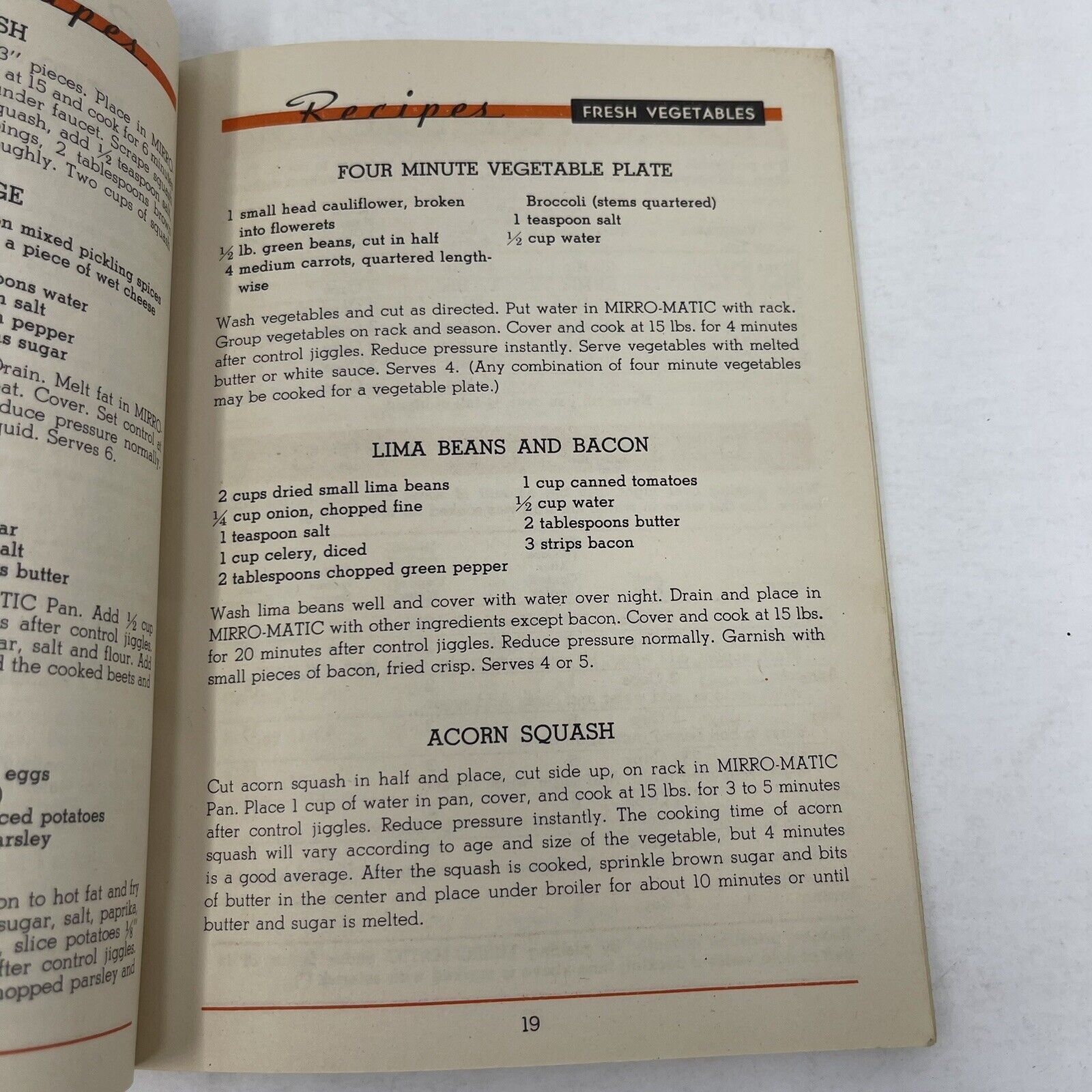 Mirro-Matic Pressure Pan Directions Recipes Time Tables 1947 Booklet ...