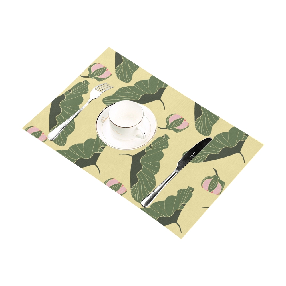 Emerald Green Lotus Leaf Fresh Beauty Dinning Table Mat Placemat 12X18