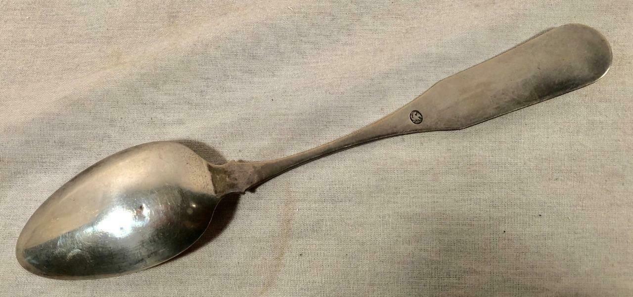 ANTIQUE COIN SILVER .900 SERVING SPOON EARLY 1800S WAR EAGLE HALLMARK ...