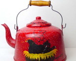Vintage Red Tea Kettle Graniteware