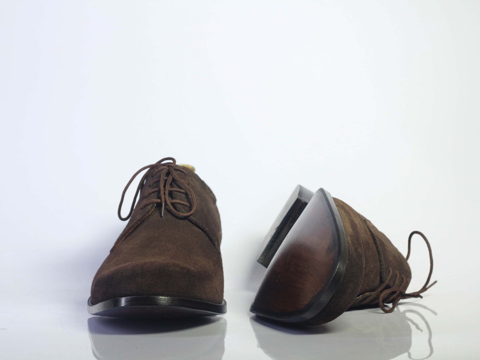 Handmade Men Chocolate Brown Suede Lace Up Dress Derby Shoes Men