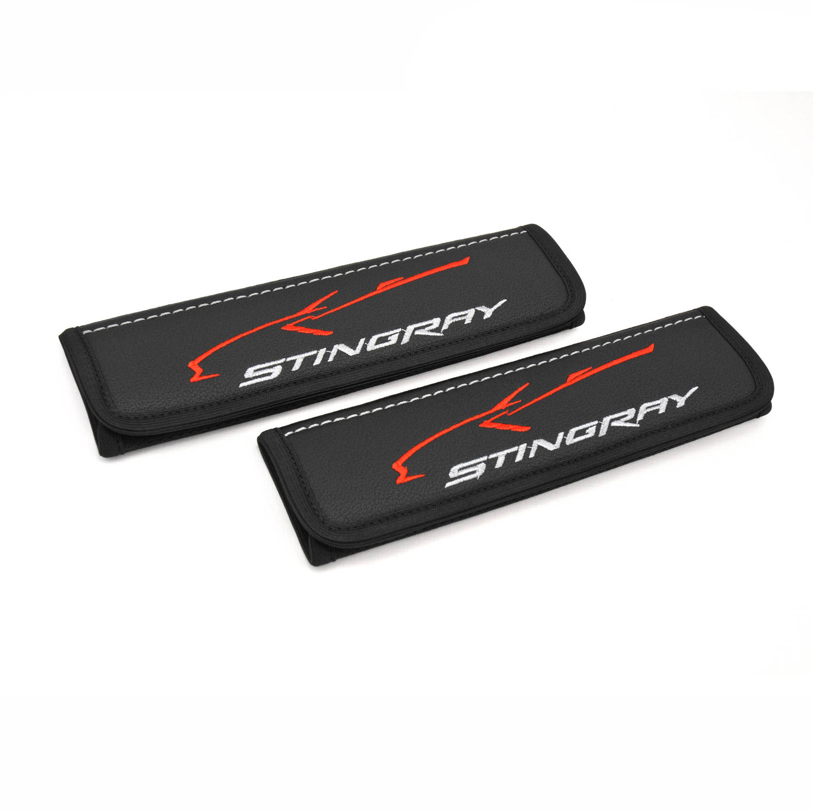 Image of Stingray seat belt covers Leather shoulder pads Interior Accessories with emblem