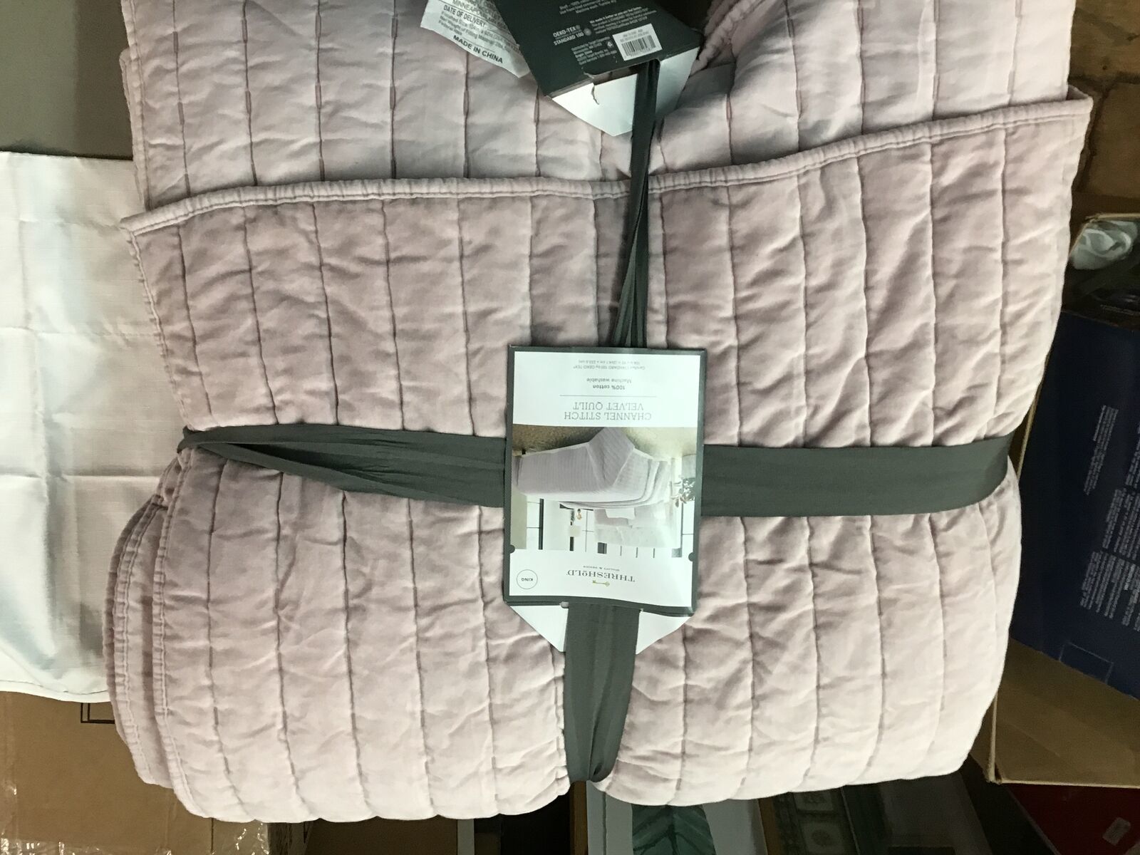 King Channel Stitch Velvet Quilt Mauve Threshold™ Pillow Shams