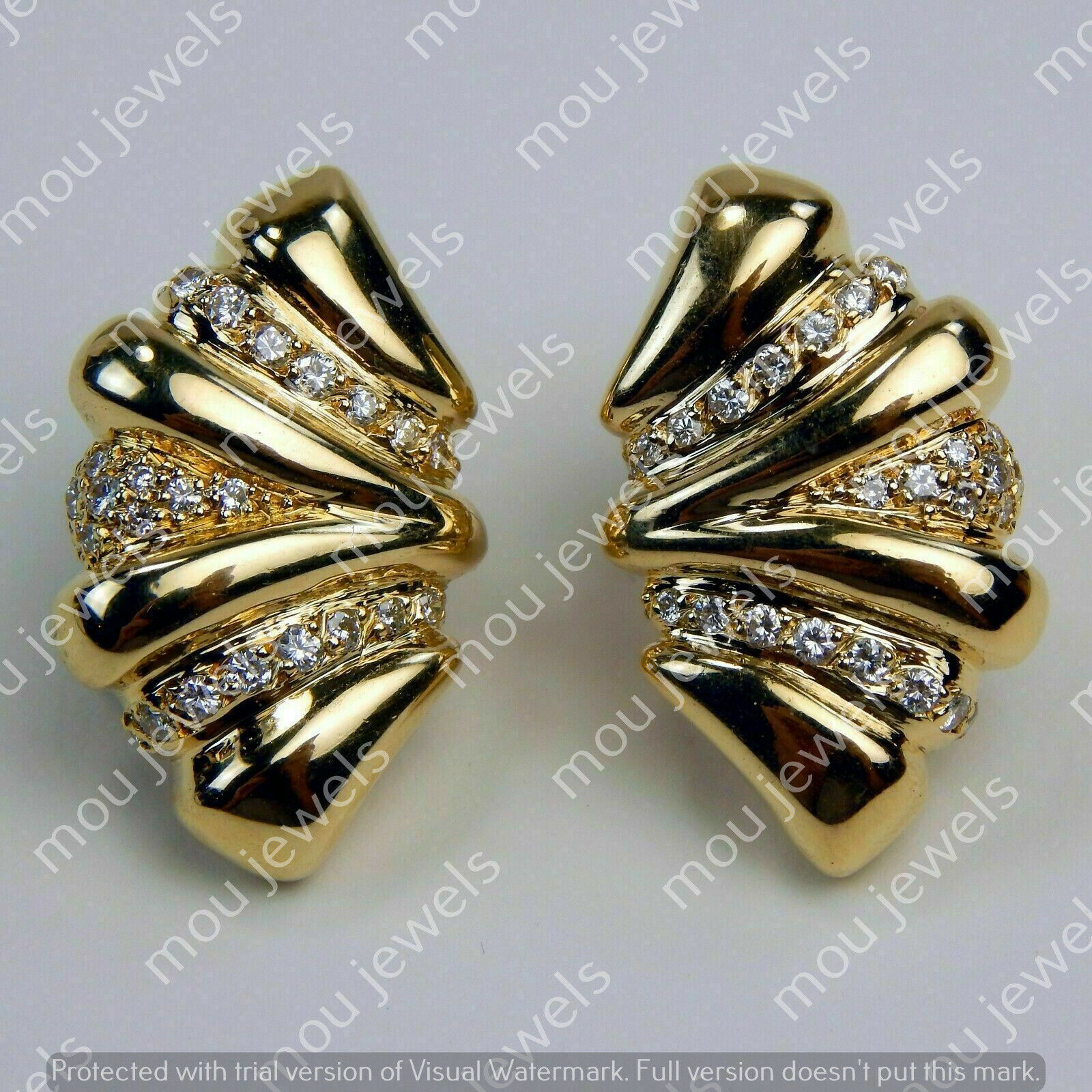 0.50 Ct Round Cut White Diamond Omega Back Stud Earrings 14k Yellow