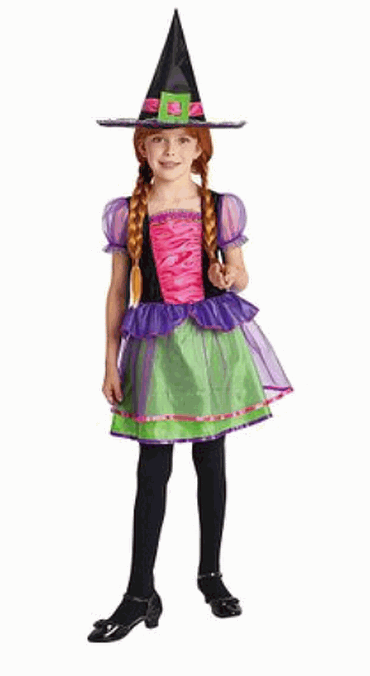 Girls CUTIE WITCH Halloween Costume Dress & Hat Size MEDIUM 8-10 NEW - $13.36