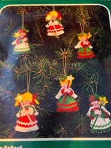 Bucilla Christmas Heirloom Jeweled Stitchery Ornaments Set of 6 Twinkle Belles - $35.22