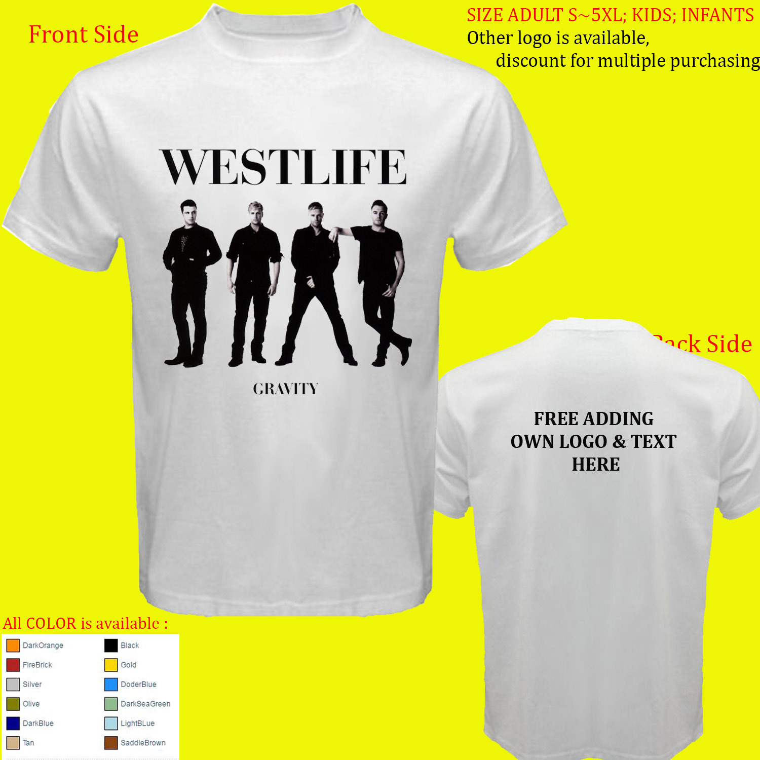 westlife tour t shirt