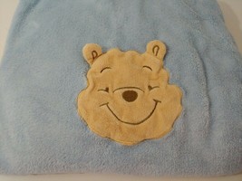 Disney Winnie the Pooh head face 3D ears blue baby blanket - $19.79