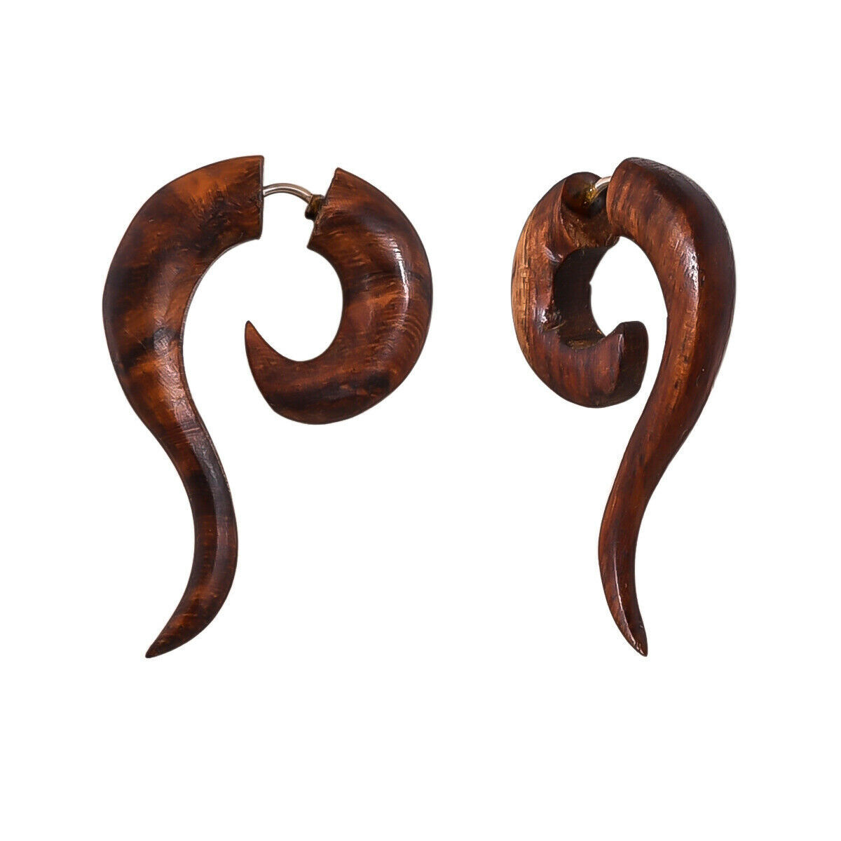 Wooden Earrings Carved African Tribal Big Fake Gauge for women 1.7