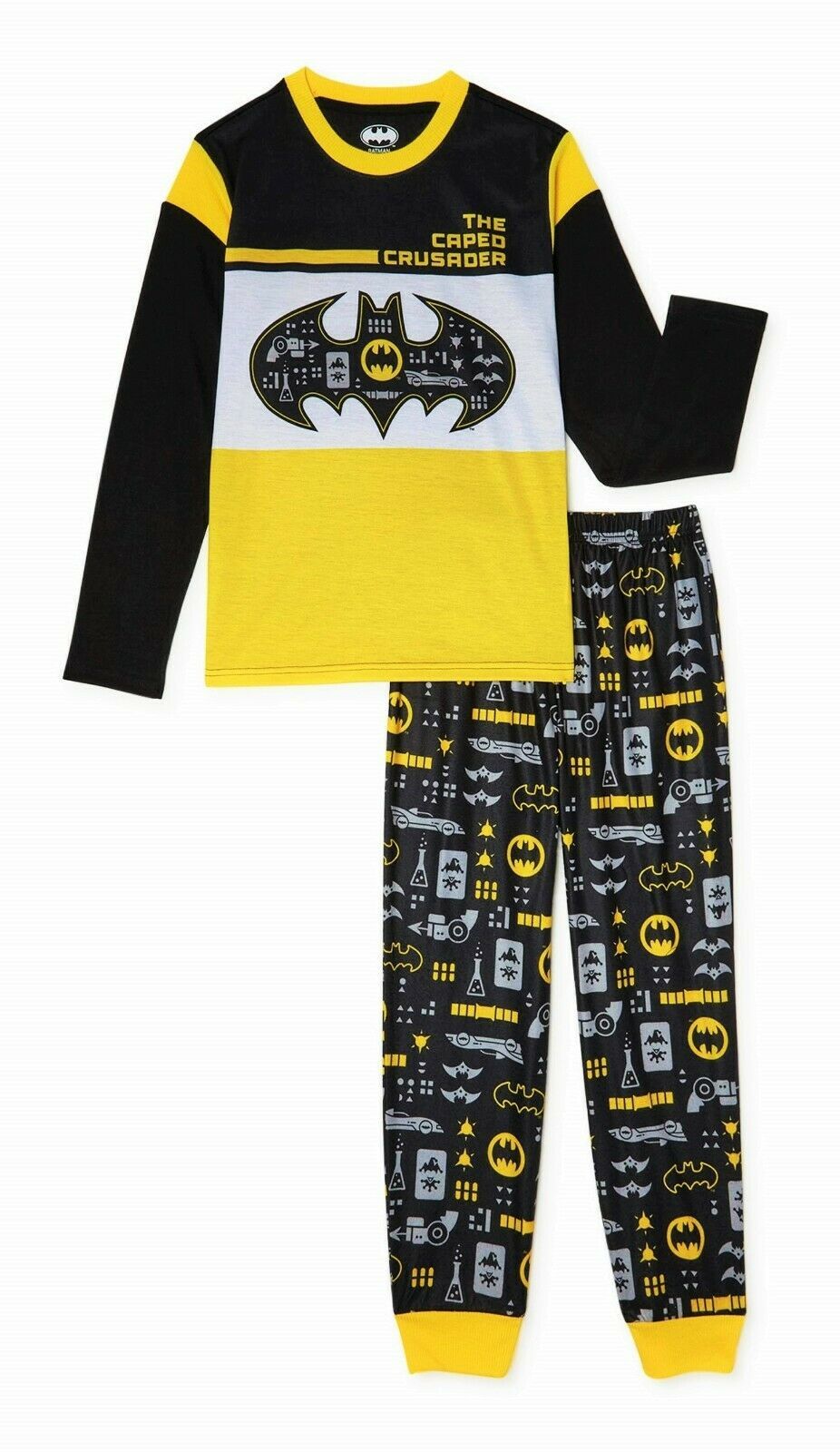 BATMAN CAPED CRUSADER Pajamas Sleepwear Set w/Fleece Pants NWT Boys Size 4-5 $32