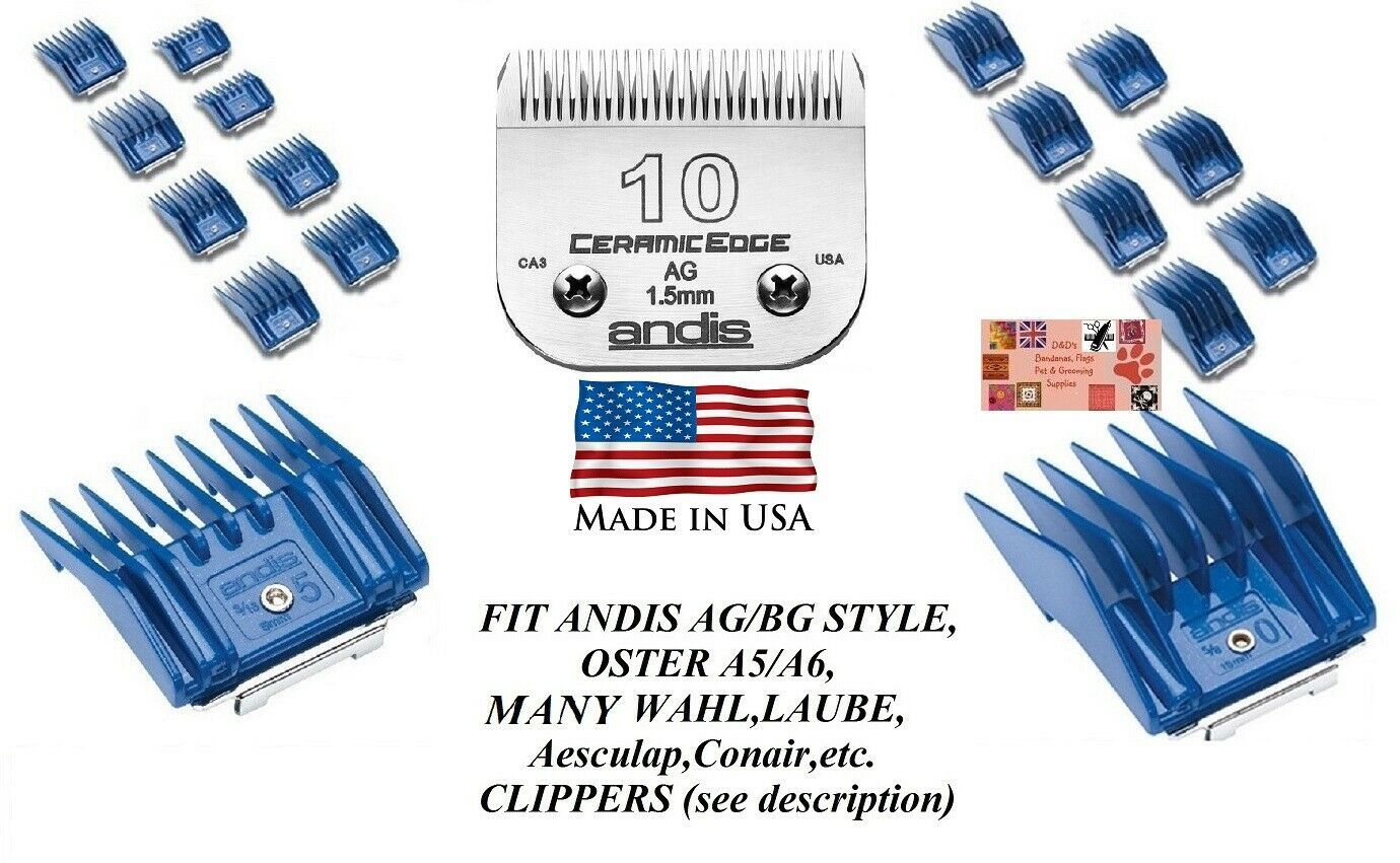 ANDIS 17 GUIDE COMB SET&CeramicEdge 10 BLADE*Fit Oster A5 A6,Wahl KM10 Clipper
