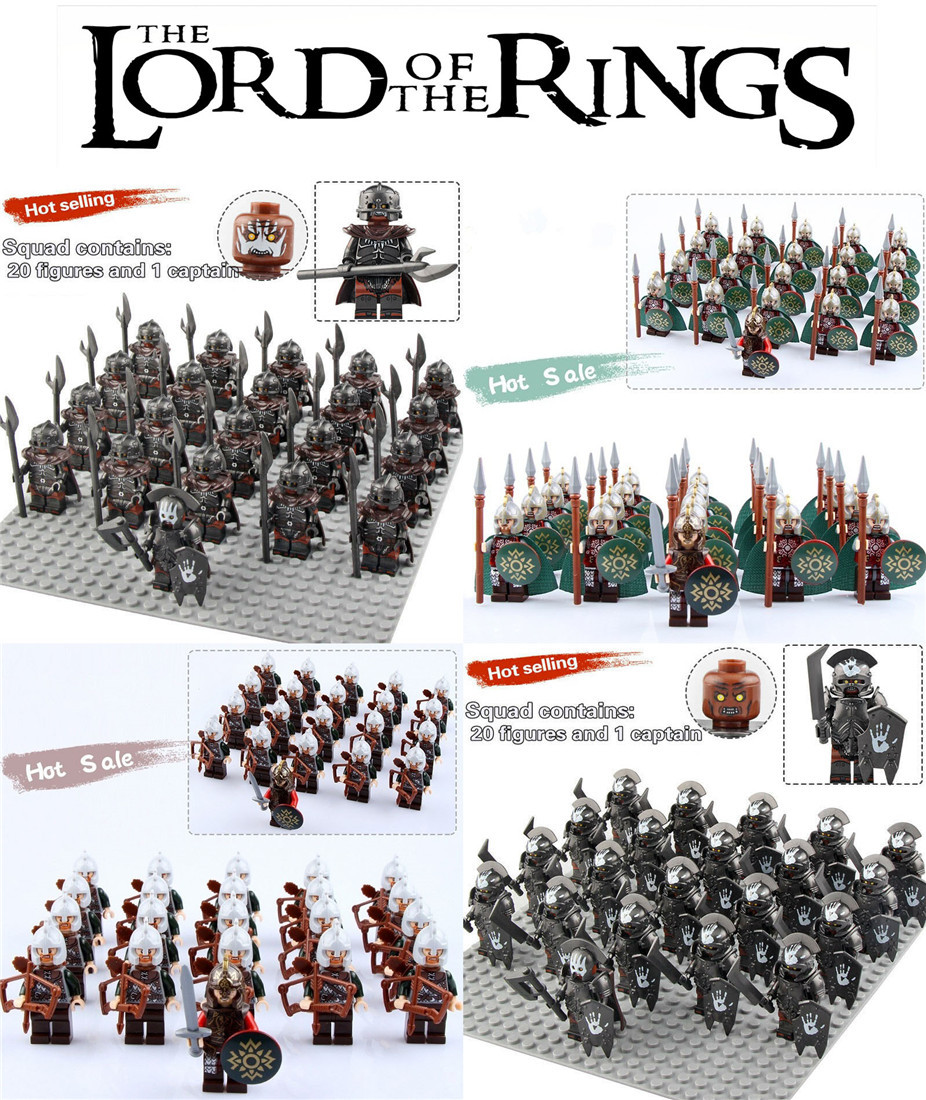 21pcs/set LOTR Rohan & Uruk-hai Army set Collection Minifigure Block Toys