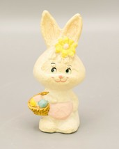 1975 Vtg RB Japan 4&quot; Bunny Rabbit Figure Holding Easter Basket Paper Mache - $8.95