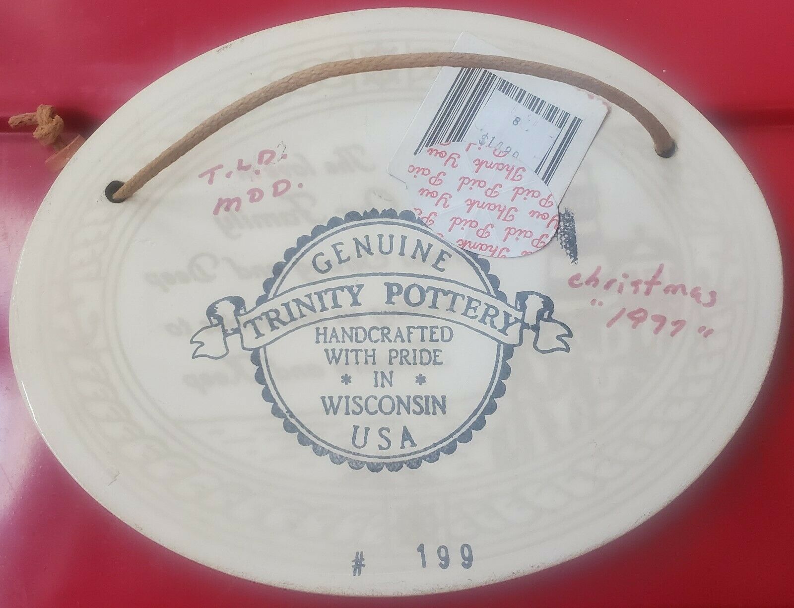 GENUINE TRINITY POTTERY "The Love In Our Family.” Handcrafted In