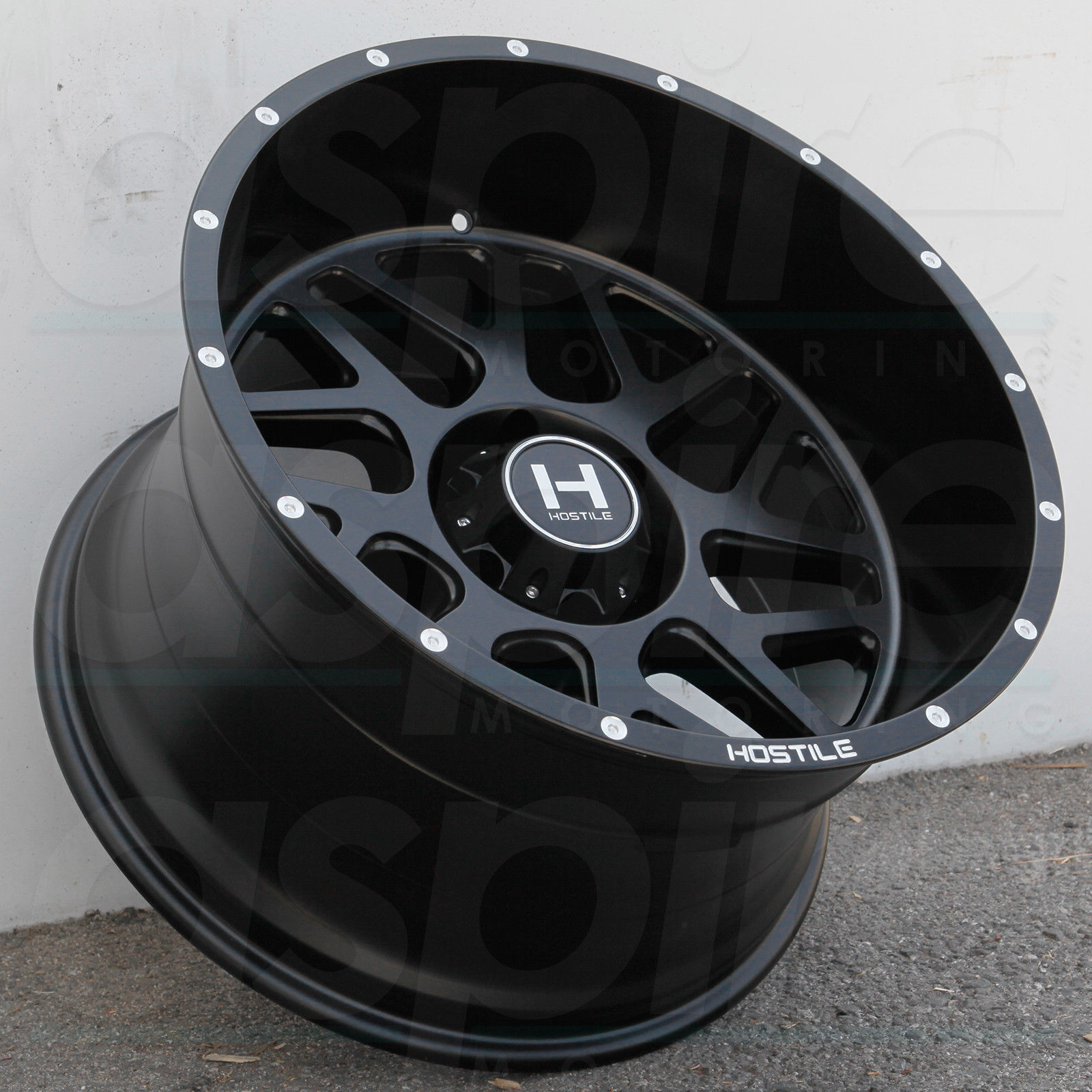 22x14 Hostile H108 Sprocket 8x180 76 Full Black Wheels Rims Set(4