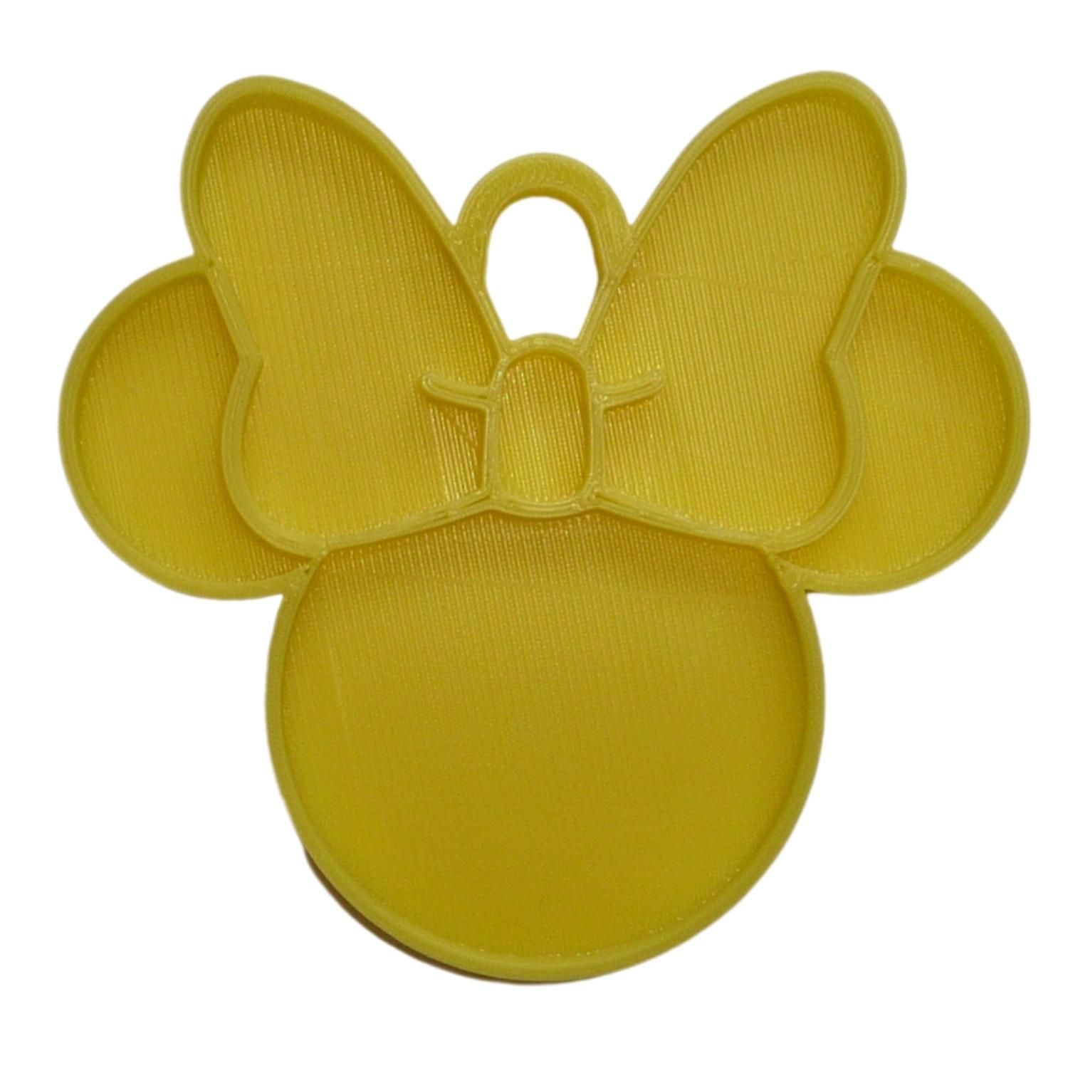 Minnie Mouse Themed Face Ears Shape Yellow Christmas Ornament Made In USA PR4884