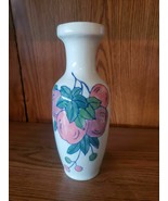 PINK AND GREEN FLOWER FRUIT VASE 8&quot; TALL AND 3&quot; ROUND - £4.96 GBP