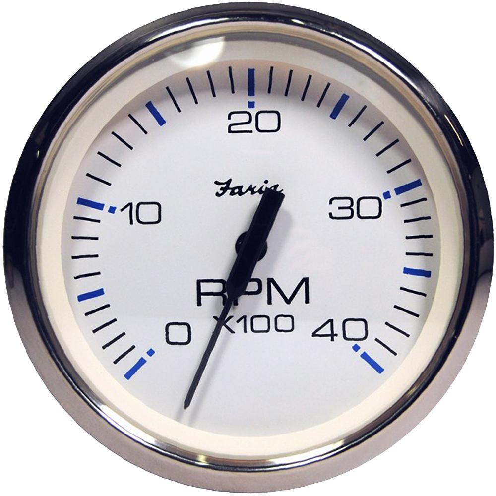 Faria Chesapeake White SS 4 inch Tachometer 4000 RPM (Diesel
