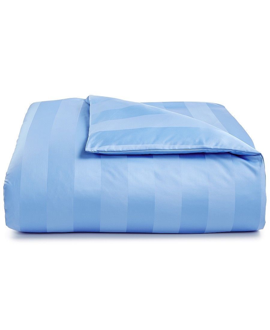 Charter Club Damask Wide Stripe Cornflower Blue KING Duvet Comforter