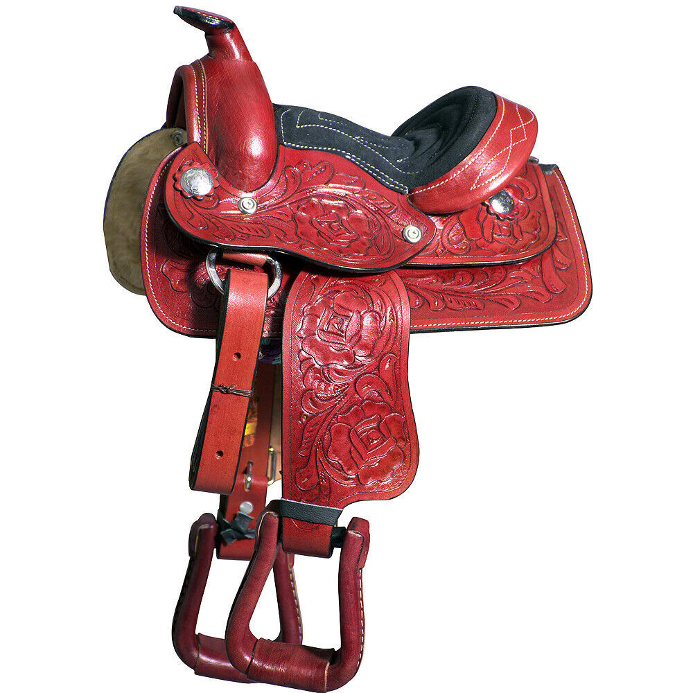 U268 8" Kids Youth Children Miniature Pony Saddle Leather Western Toddler Saddles