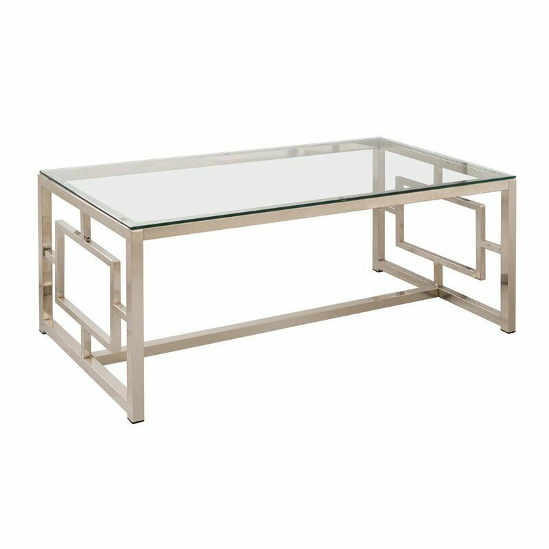 Coaster Cairns Geometric Glass Top Coffee Table in Nickel - $298.75
