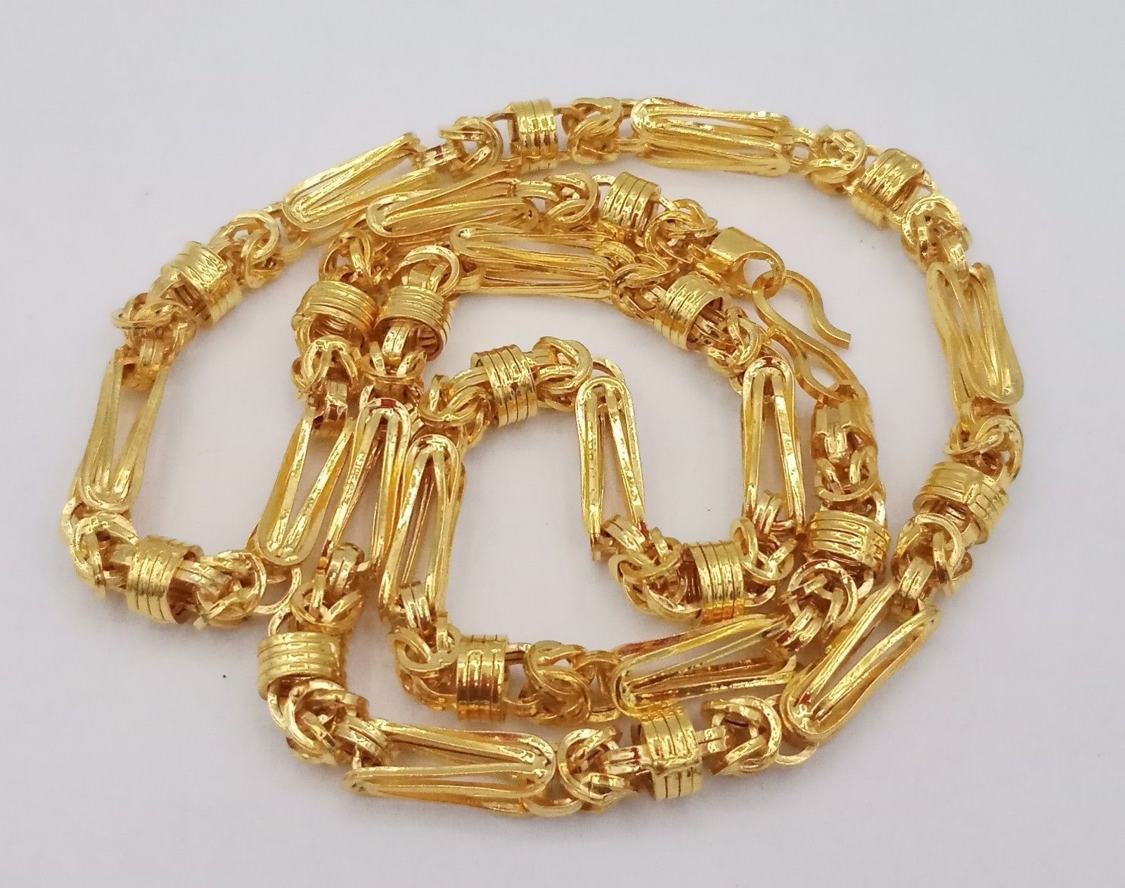 22K AUTHENTIC YELLOW GOLD FLEXIBLE LINK CHAIN FOXTAIL CHAIN 24 INCH 30. ...